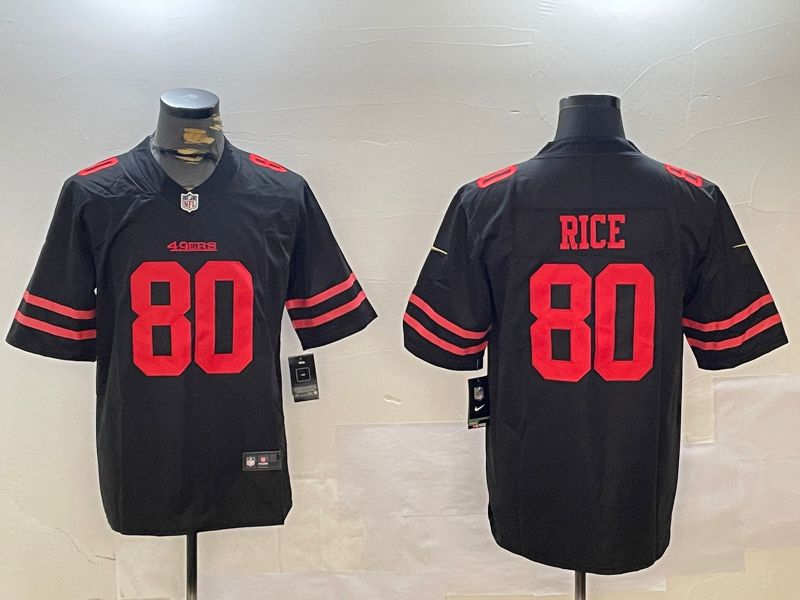 Men San Francisco 49ers #80 Rice Black Second generations 2024 Nike Limited NFL Jersey style 1->san francisco 49ers->NFL Jersey